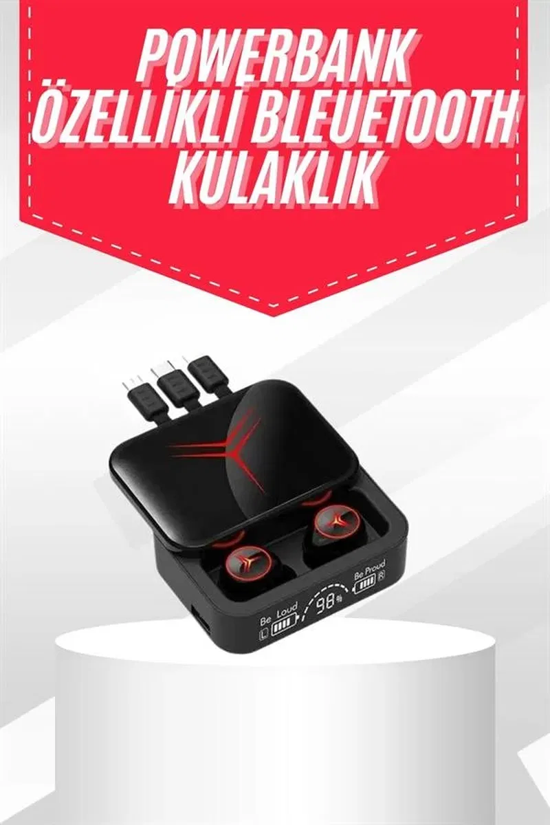 Tws Powerbank Kutulu Dijital Göstergeli Bluetooth Kulaklık Kablosuz Kulakiçi Kulaklık görsel 2