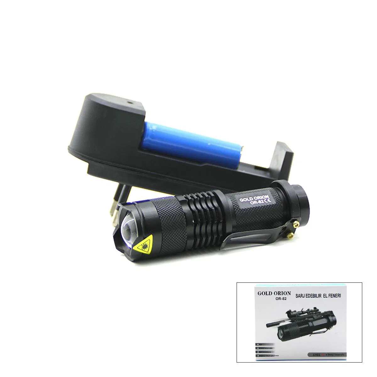 Zoomlu COB LED Metal El Feneri 9 cm (2in1) görsel 2