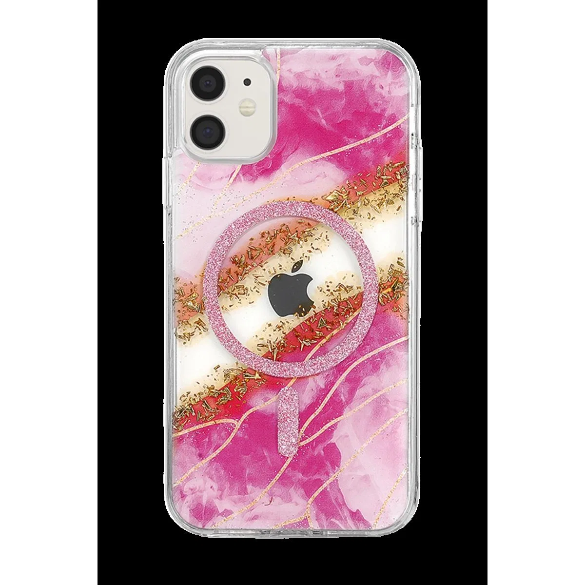 Onegif Apple İphone 11 Lotus Simli Magsafe Kapak - Pembe görsel 3