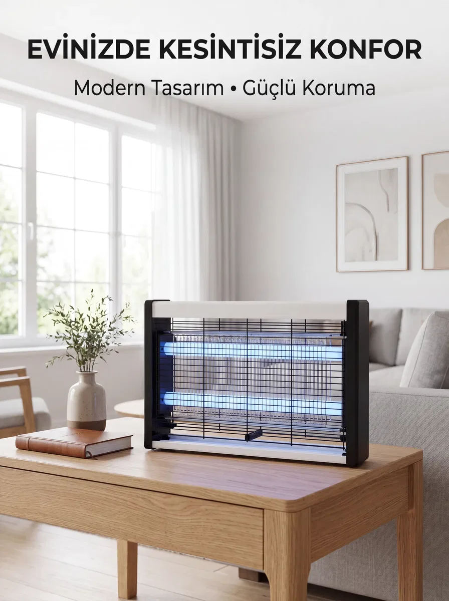 Elektrikli UV Sinek Öldürücü Lamba Çift Işıklı Güçlü Koruma