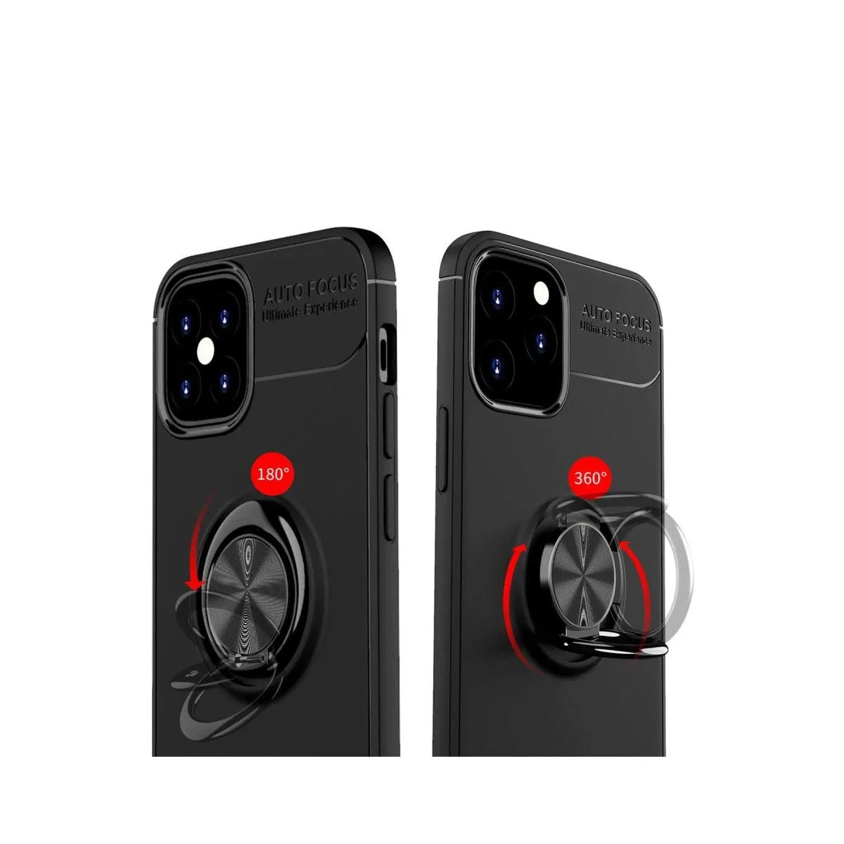 Apple İphone 12 Mini Kılıf Range Yüzüklü Silikon - Siyah-kırmızı görsel 3