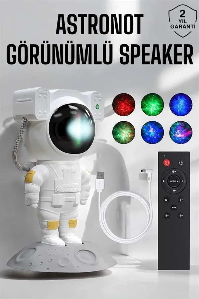Astronot Görünümlü Projeksiyon Speaker Taşınabilir görsel 2