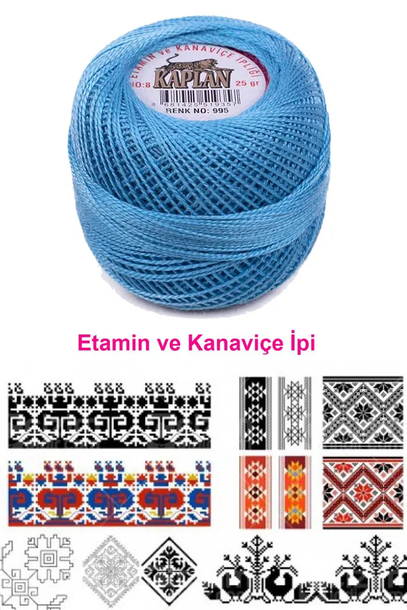 Kaplan Etamin Ve Kanaviçe İpi 8 No Kod/Renk: 995 - Royaleks görsel 2