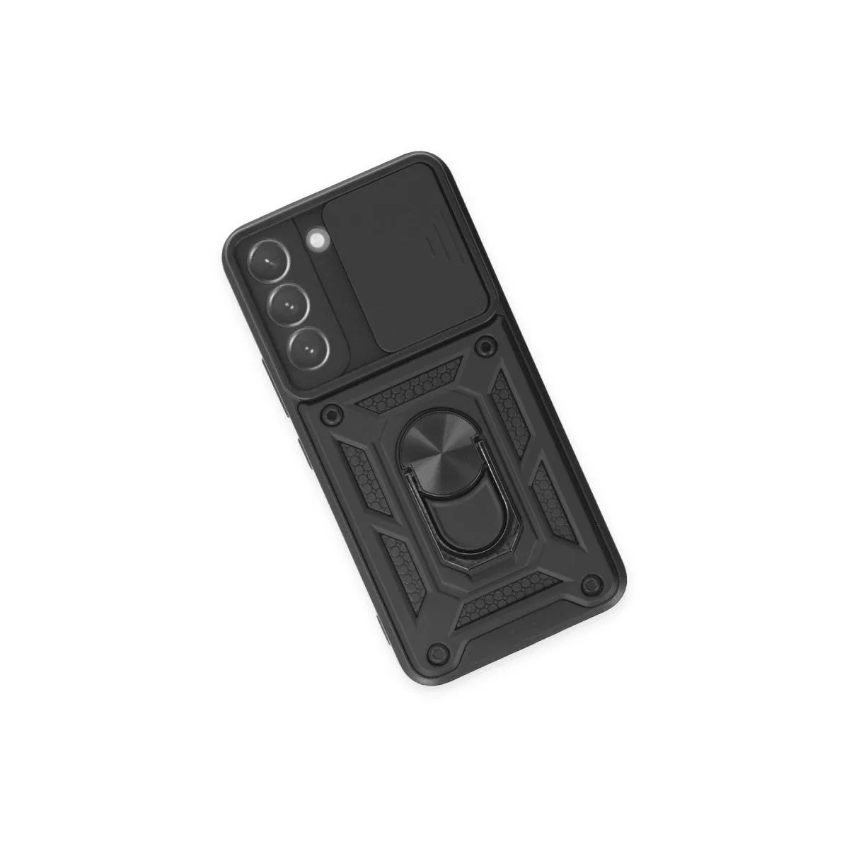 Samsung Galaxy S23 Kılıf Pars Lens Yüzüklü Silikon - Siyah görsel 3