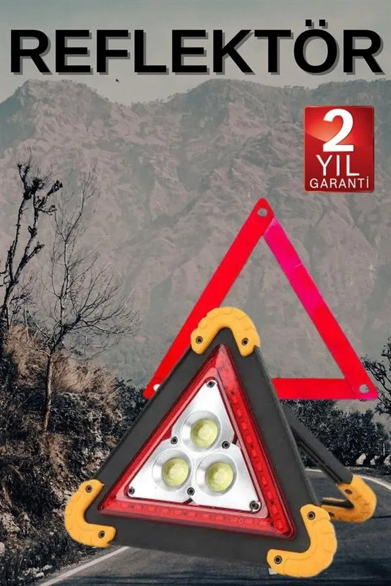 Solar Şarjlı Çok Fonksiyonlu Reflektör Işıklı Ikaz Lambası Acil Durum Reflektörü Acil Durum Uyarı Lambası görsel 2