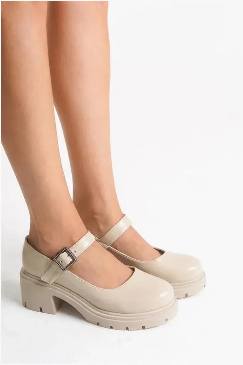 Kadın Rugan Loafer Kırışık Tokalı Ayakkabı Ayakkabı Gündüz Tabanlı Yüksek Casual görsel 2