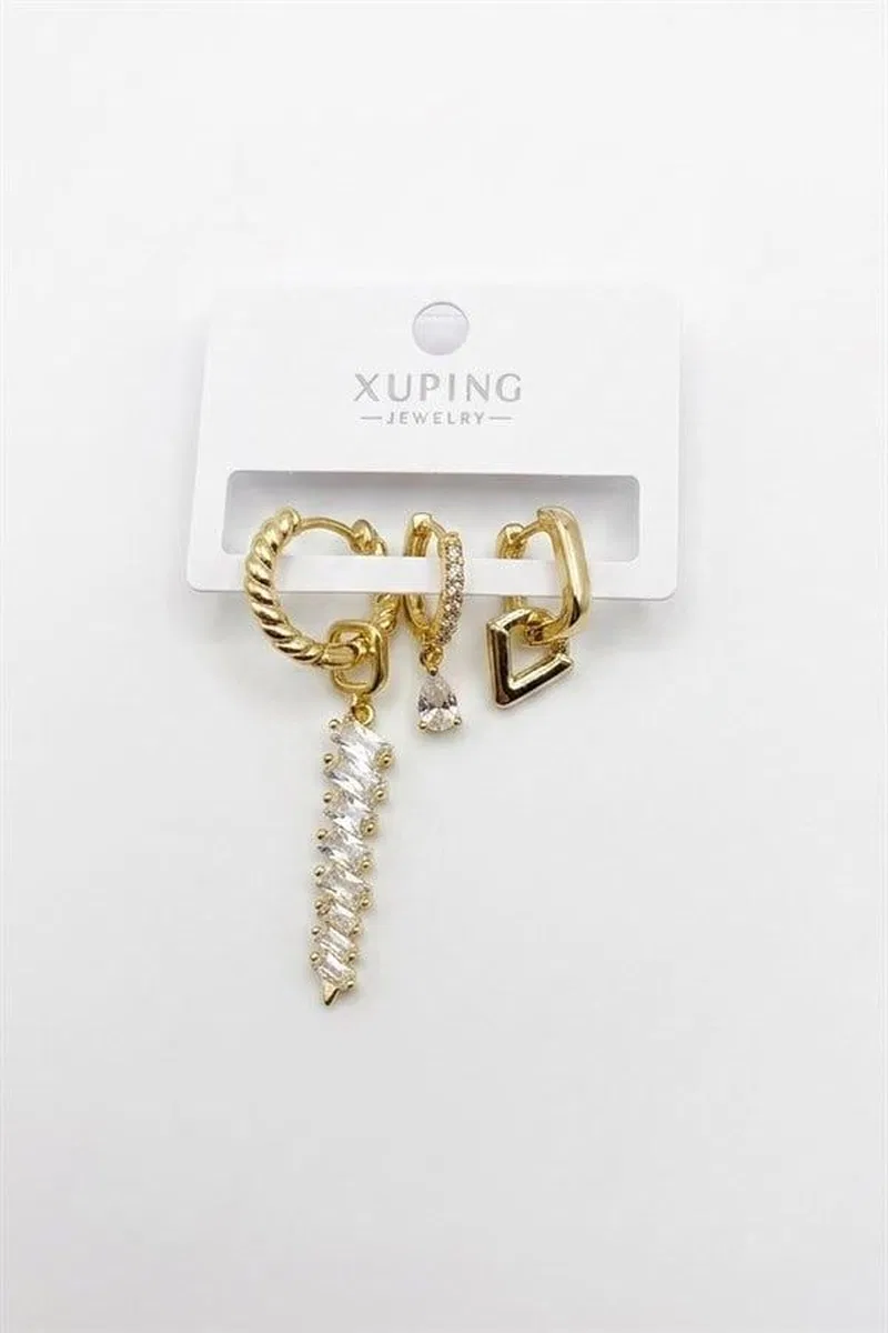 3'lü Xuping Küpe - Altın