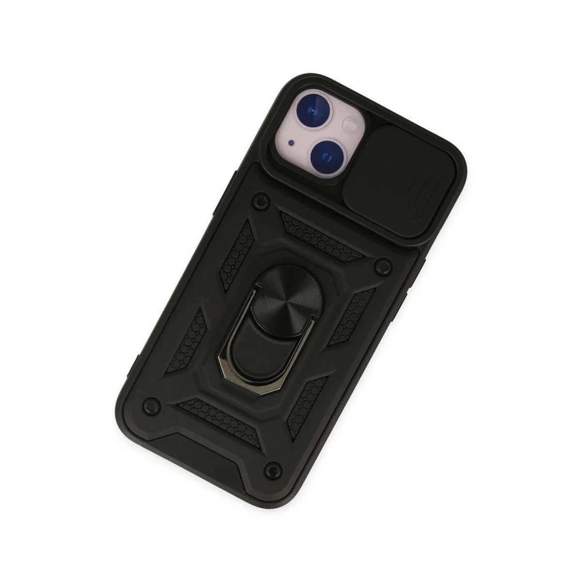 Apple İphone 14 Kılıf Pars Lens Yüzüklü Silikon - Siyah görsel 3