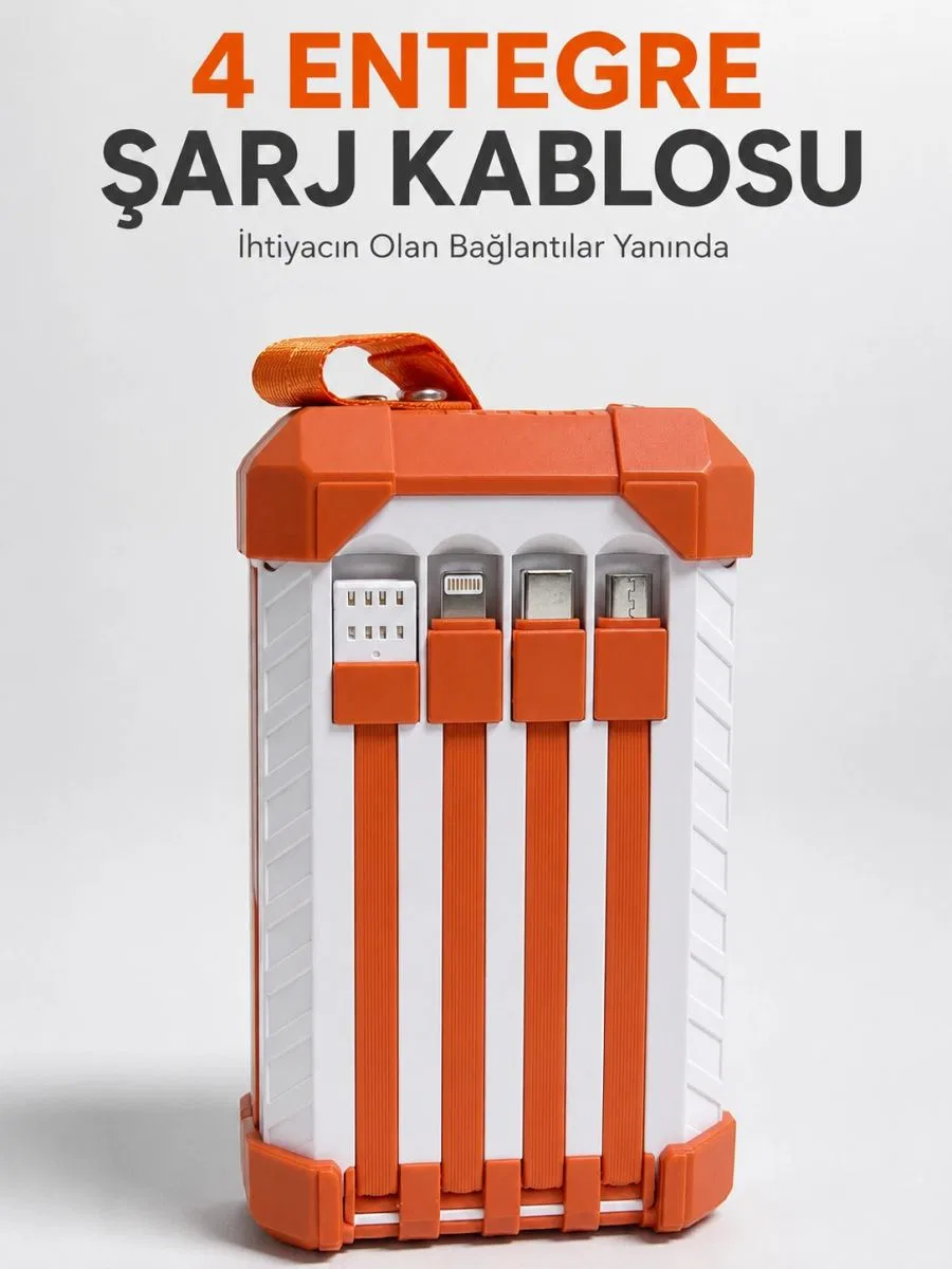 Yüksek Kapasiteli 60000 Mah Güç Bankası 22. 5w Hızlı Şarj Type-c Usb Çıkışlı Dahili Kablolu Dijital Göstergeli
