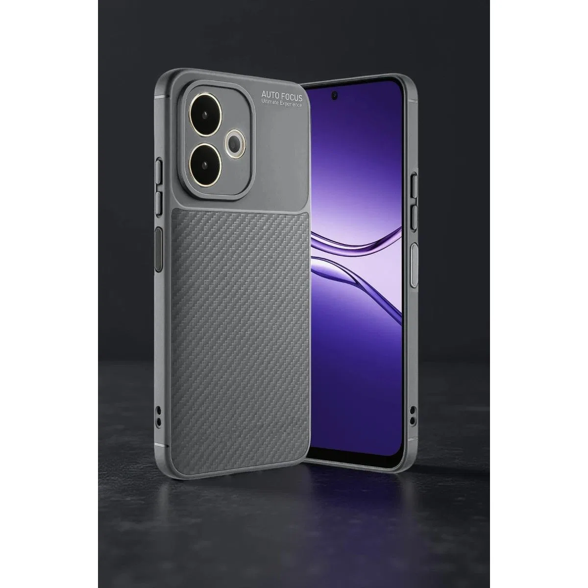 Oppo A5 Pro 4g Kılıf Auto Focus Karbon Kapak - Gri görsel 5