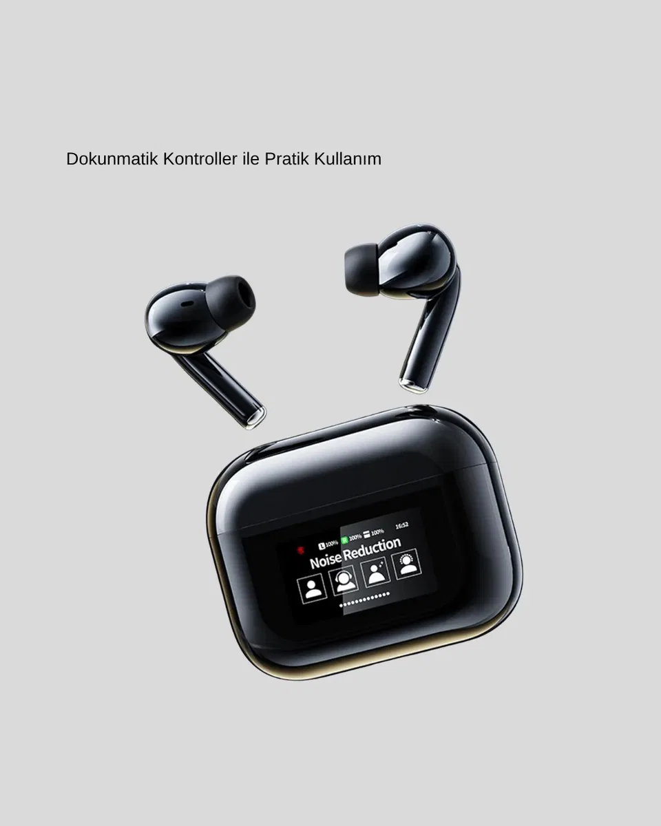 ANC Teknolojili Kablosuz Bluetooth Kulaklık – Dokunmatik, Dijital Göstergeli, Yüksek Ses Kalitesi görsel 3