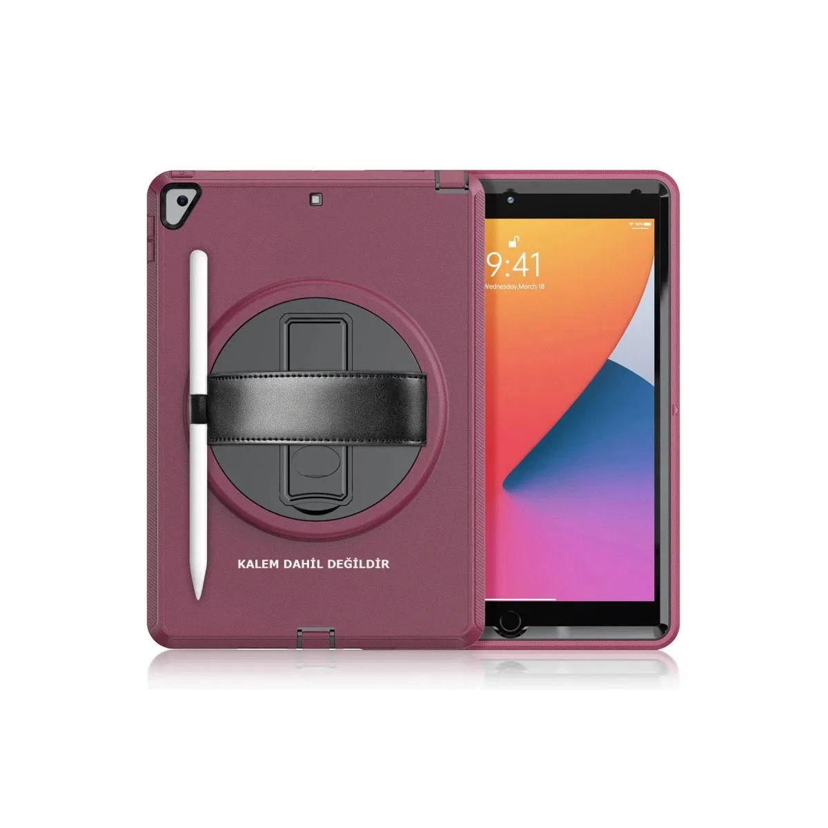 Apple İpad 10. 2 (7. nesil) Kılıf Hand Strap Tablet Kılıfı - Mürdüm