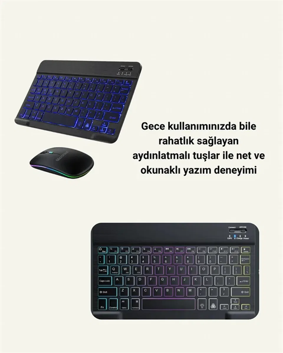 Türkçe Q Klavye Düzenli RGB Kablosuz Klavye Mouse Set görsel 4