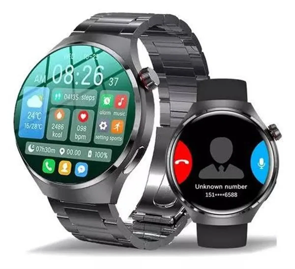 Akıllı Saat Metal Kordonlu GPS ve NFC Uyumlu Arama Cevaplayan görsel 3