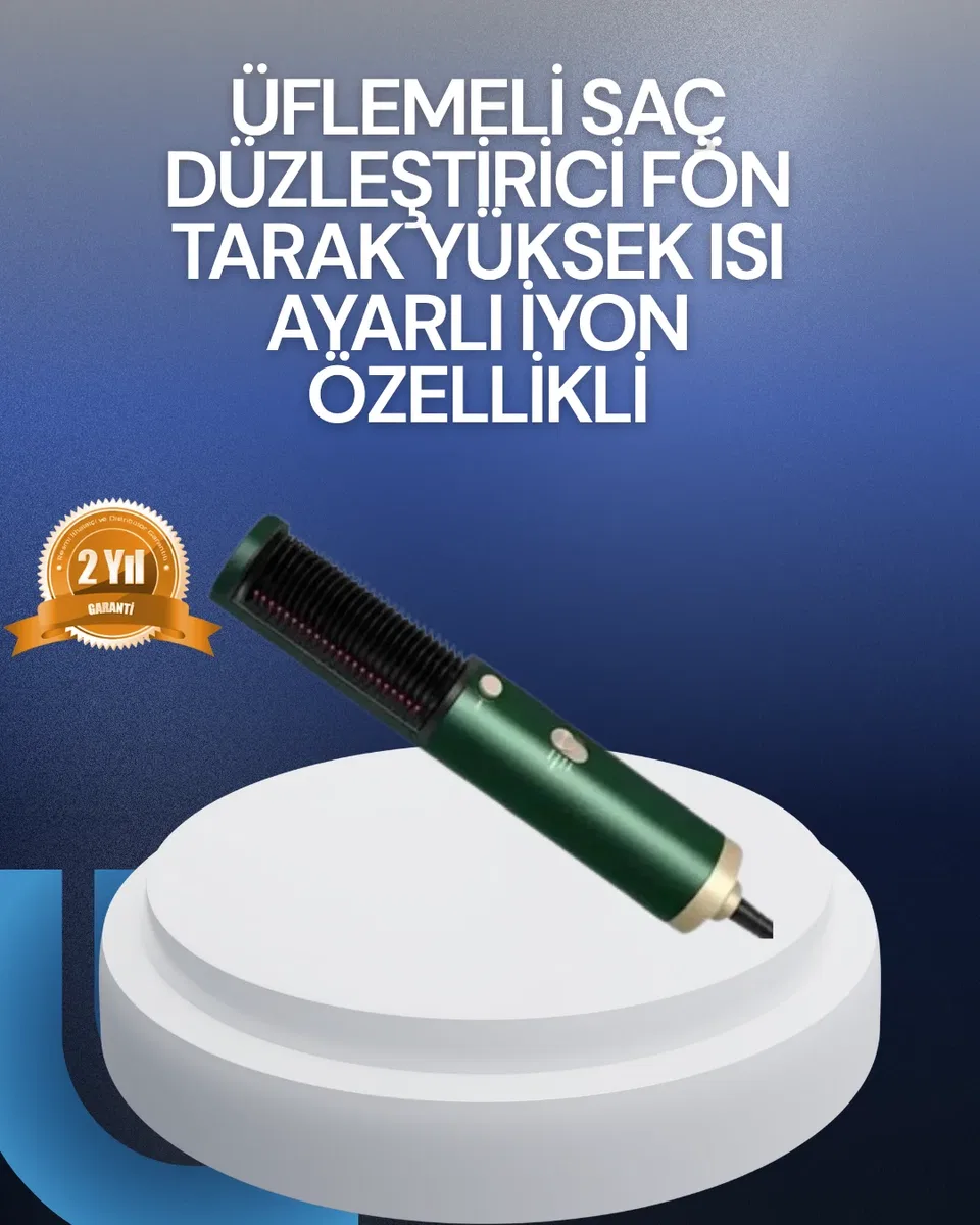Saç Kurutma, Düzleştirici ve Tarak Tek Cihazda – 3 Kademeli Isı Ayarı
