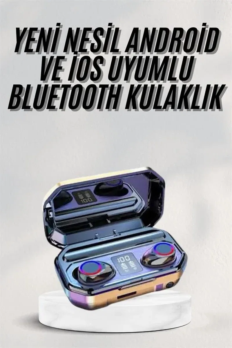 Yeni Nesil Bluetooth Kulaklık Uzun Pil Ömrü El Fenerli Dijital Şarj Göstergeli görsel 2