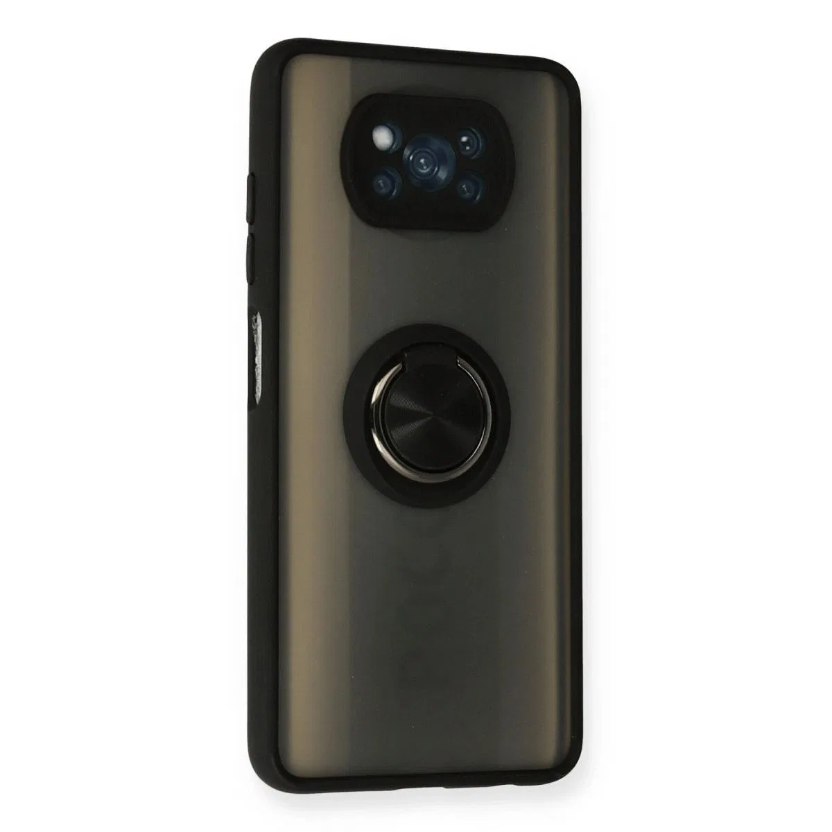 Xiaomi Pocophone X3 Kılıf Montreal Yüzüklü Silikon Kapak - Siyah görsel 2