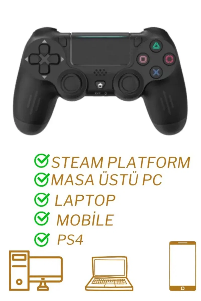 Ps4 Kol Wireless Bt Kablosuz Oyun Kolu Ps4 Joystick Tablet Telefon Pc Uyumlu Titreşimli Oyun Kolu görsel 2