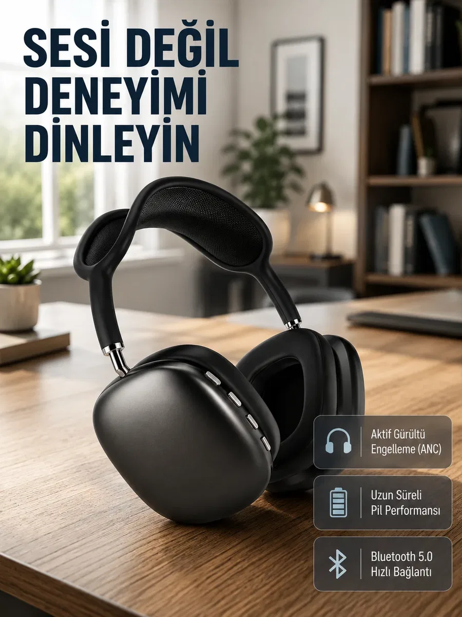 Bluetooth 5. 0 Kulak Üstü Kulaklık – Gürültü Engelleme, Uzamsal Ses, Hızlı Şarj