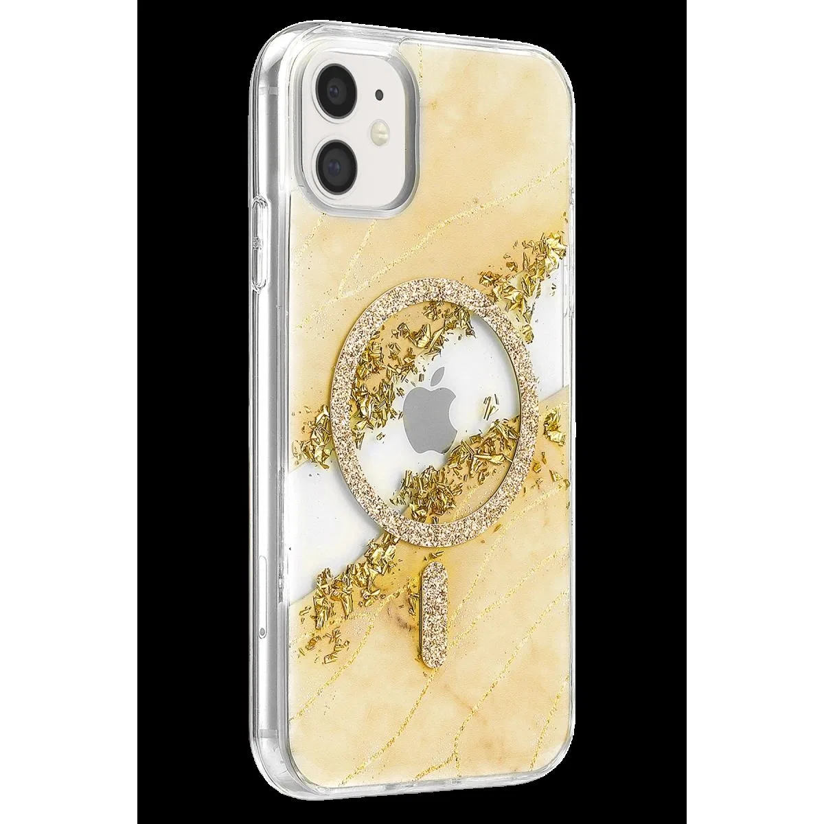 Onegif Apple İphone 11 Lotus Simli Magsafe Kapak - Gümüş görsel 2