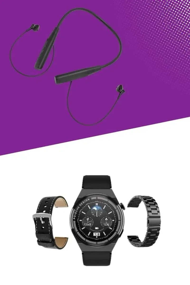 Alarm ve Titreşim Özellikli Akıllı Saat ve Mikrofonlu Kablolu Bluetooth Kulaklık 60 Saat görsel 4