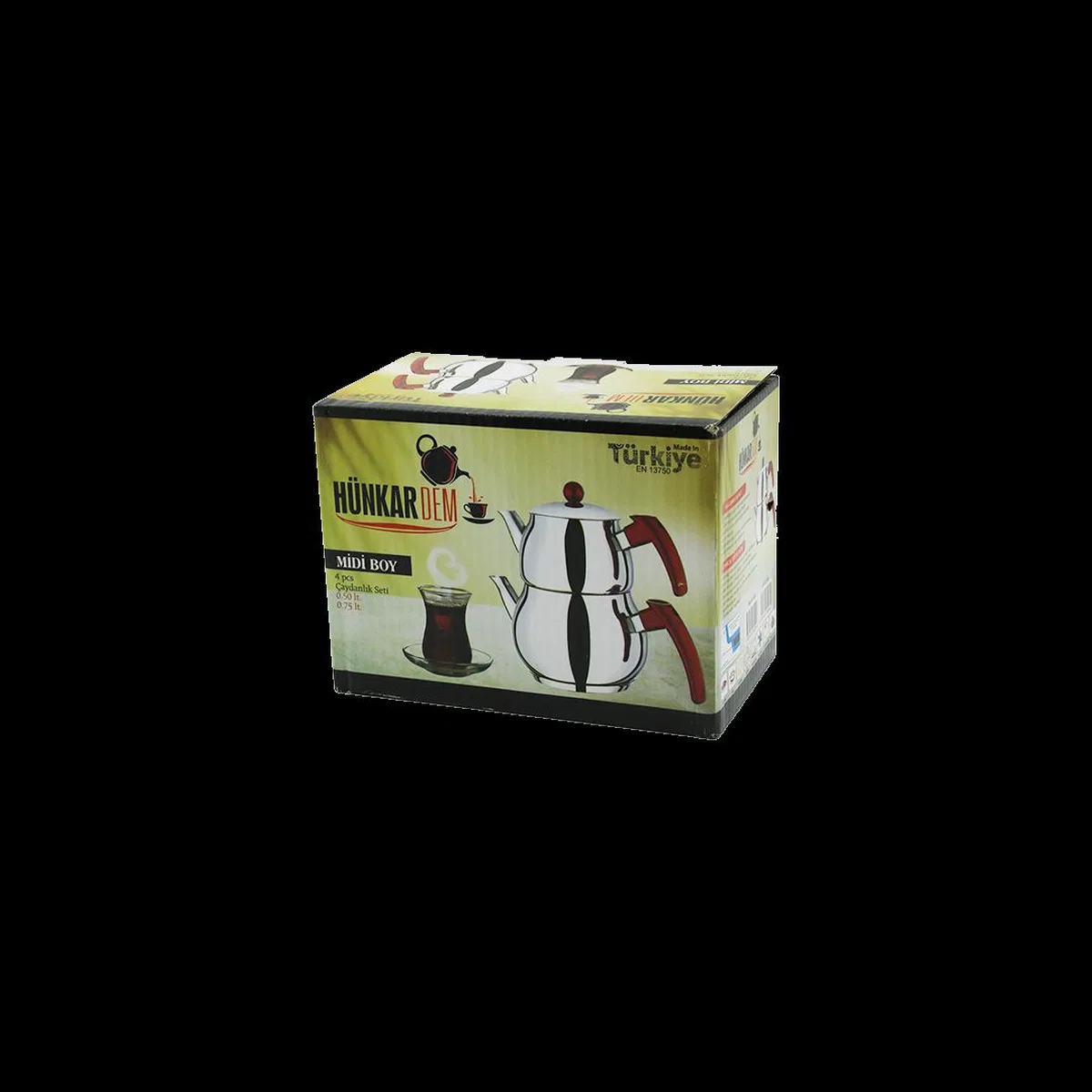 Midi Boy Çelik Çaydanlık Seti - Kendinden Süzgeçli Renkli Bakalit Kulplu (0. 5L/0. 75L) görsel 2