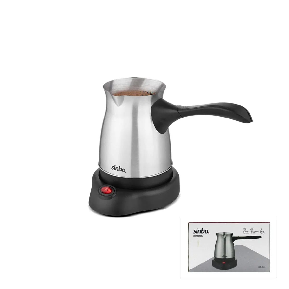 Elektrikli Çelik Cezve - Türk Kahvesi 500 ml (6 Fincan) 600W 360° Kablosuz görsel 2