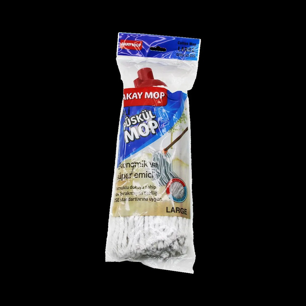 Pamuklu Püsküllü Mop Başlığı 23cm Orta-Large (Klasik Sap) görsel 2