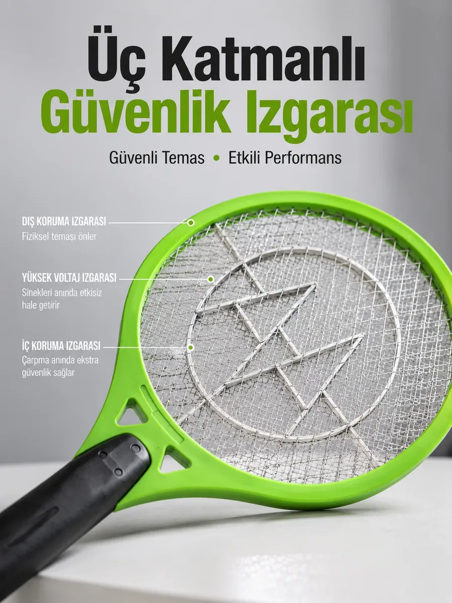 Böcek Önleyici Elektronik Sinek Öldürücü | Üç Katmanlı Güvenlik Izgarası Yeni Nesil