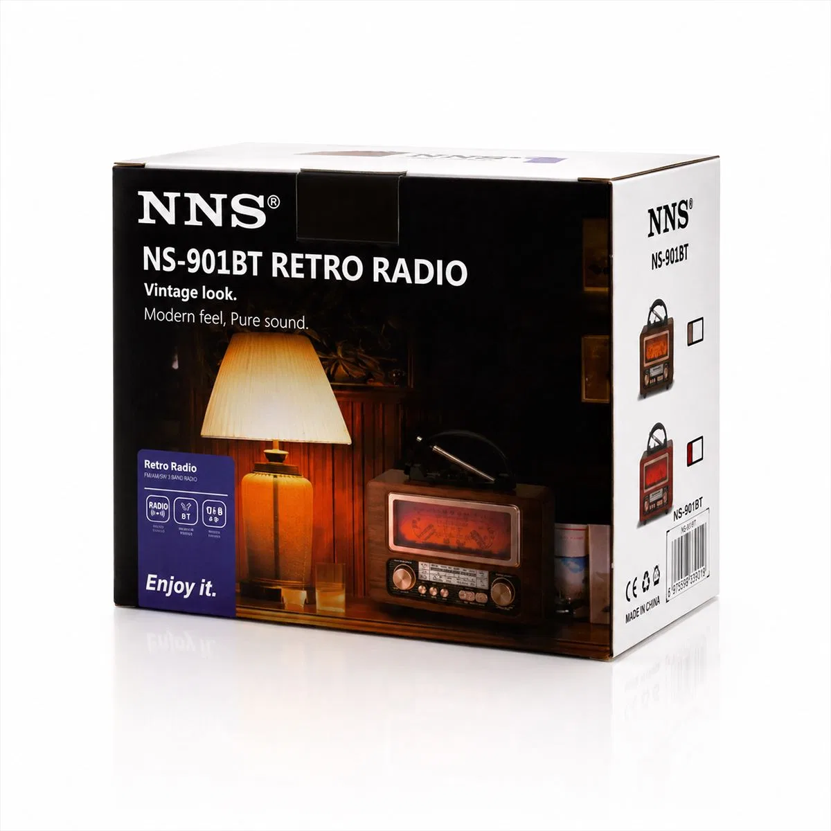 Şarjlı Retro Bluetooth Hoparlör - FM Radyo, USB/TF MP3 Çalar görsel 4