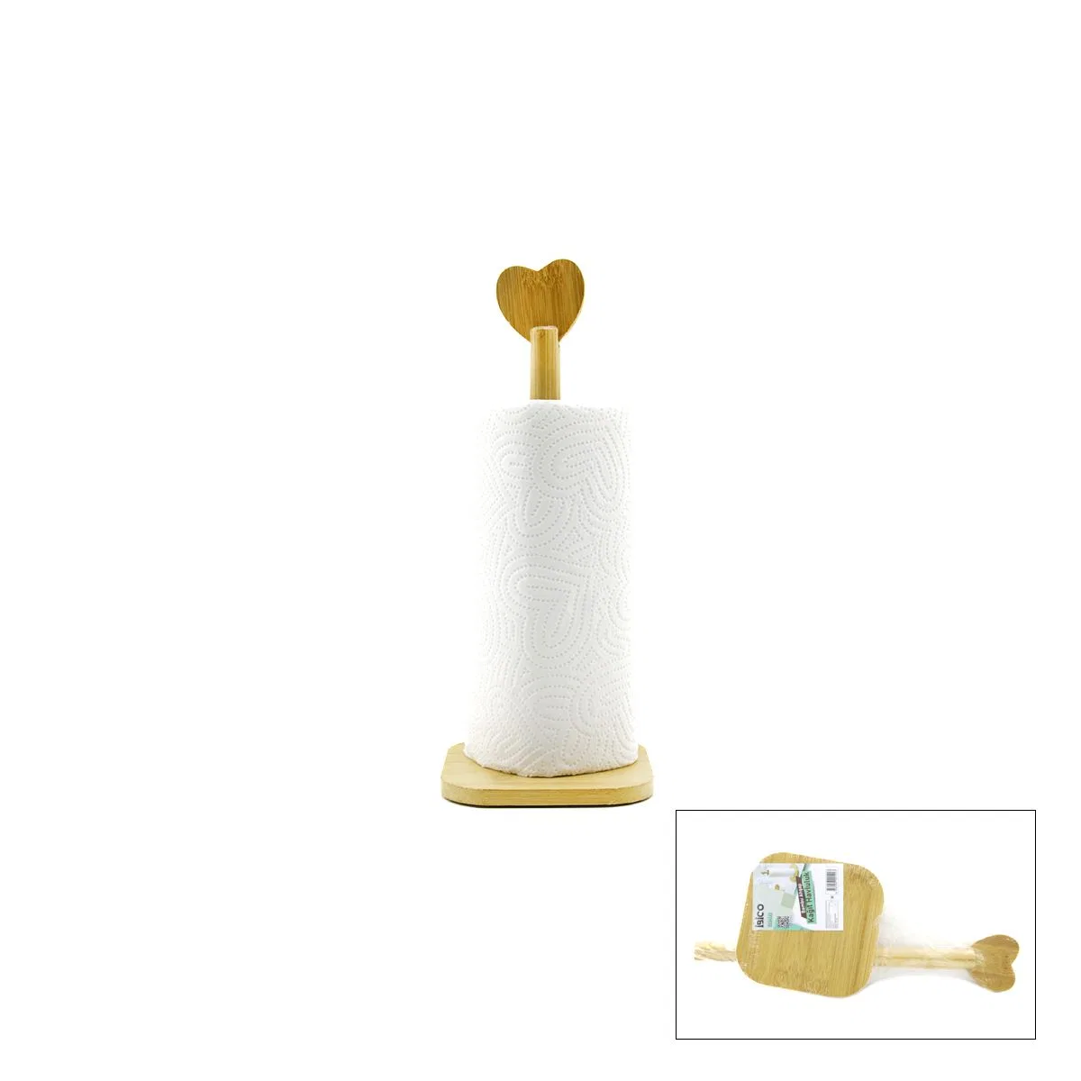Bambu Kağıt Havluluk 12x12 cm Kalp Başlı Sap 28. 5 cm görsel 2