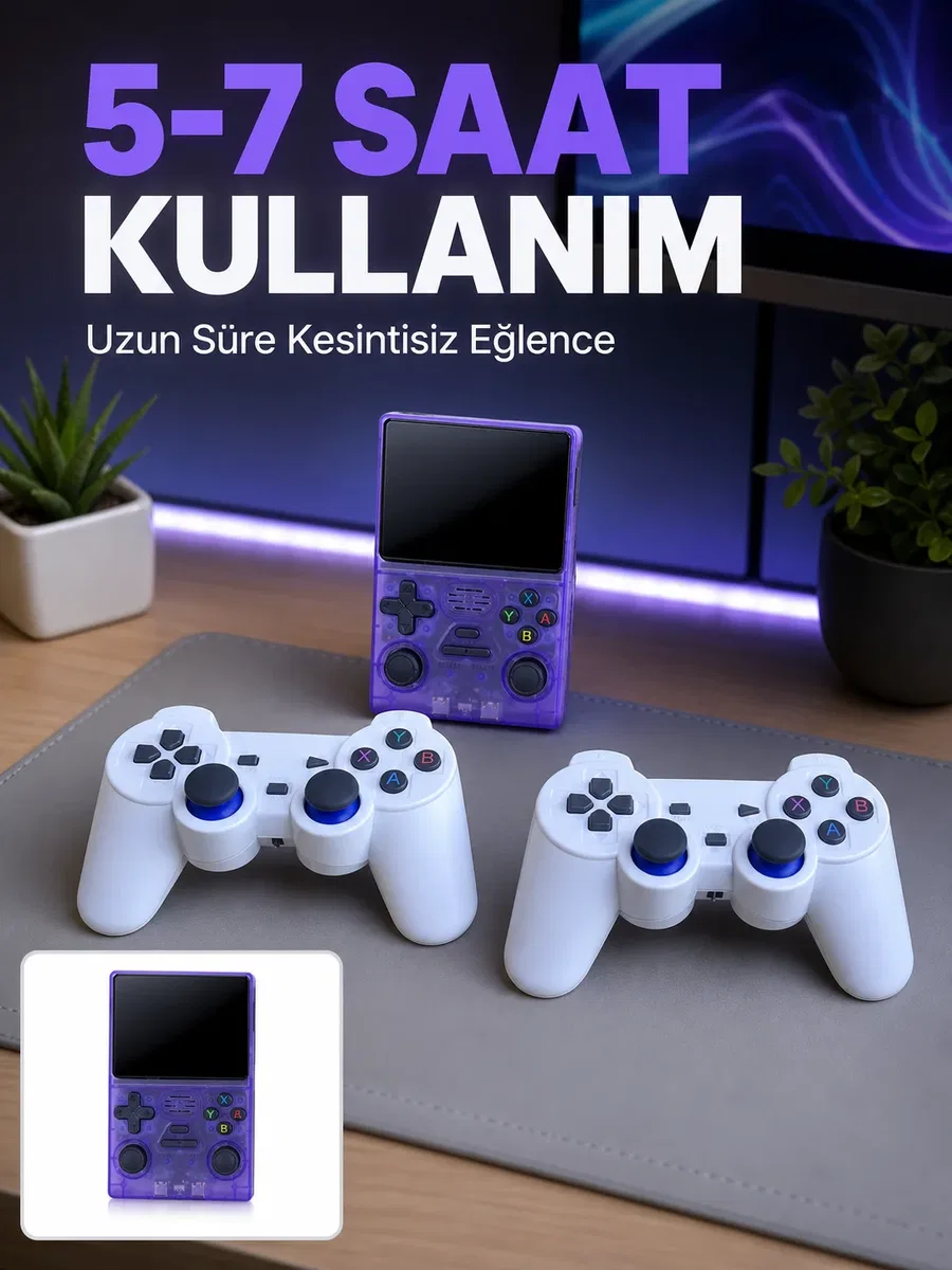 3. 5 İnç IPS Ekranlı Çift Kablosuz Kollu Taşınabilir Retro Oyun Konsolu