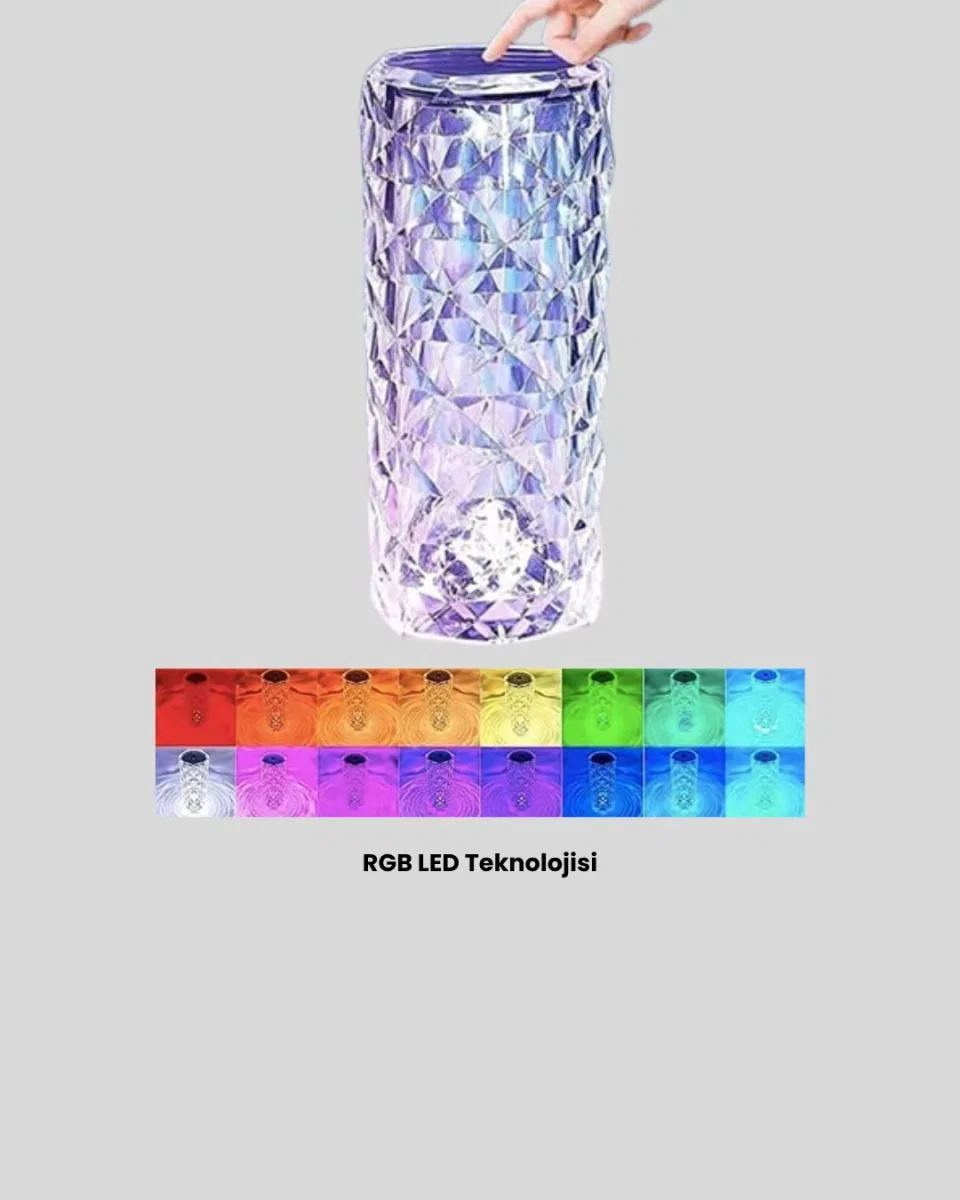Kristal Rgb Led’li Kumandalı Masa Ve Gece Lambası – Renkli Işık Modlarıyla Şık Dekoratif Aydınlatma görsel 4