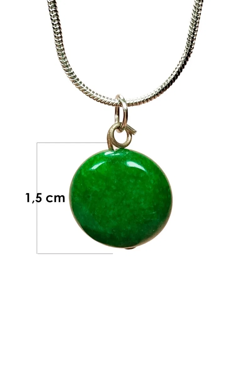 Zümrüt Doğal Taşı Zincirli El Yapımı Kolye Uç: 1, 5 cm Zincir: 20 cm Kutulu görsel 3