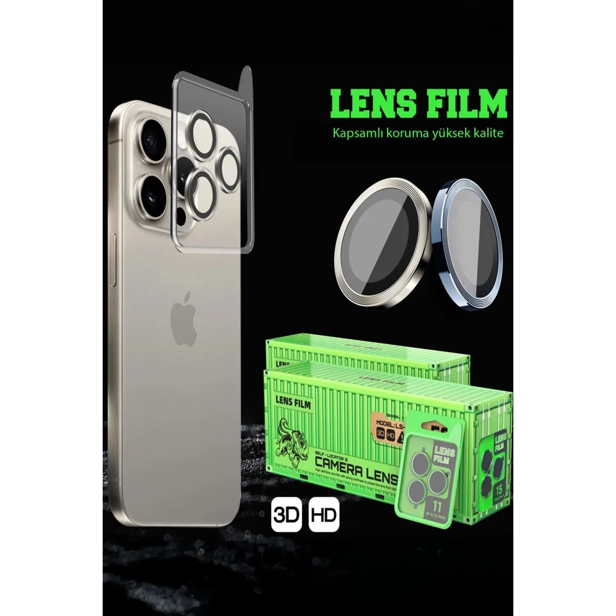 Xiaomi Redmi Note 14 Pro Plus Raze Metal Kamera Lens - Siyah görsel 2