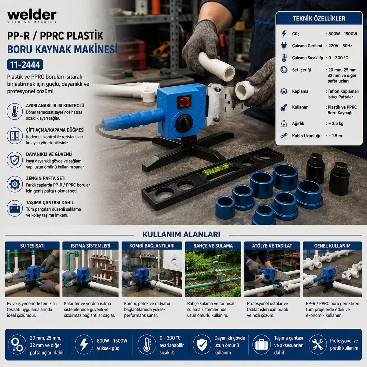 Makarasız Plastik Boru Kaynak Makinesi 8 görsel 4