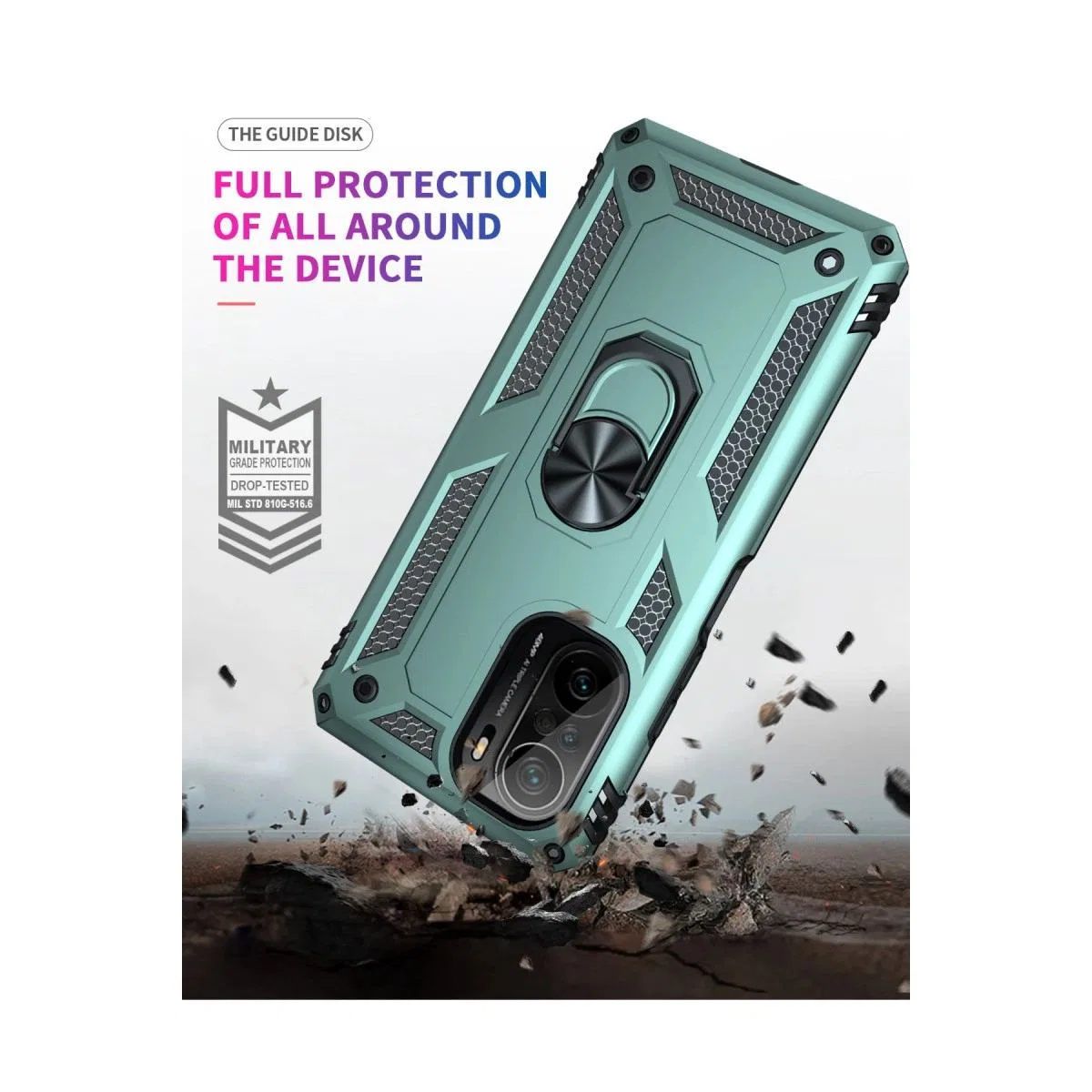 Xiaomi Poco F3 Kılıf Sofya Yüzüklü Silikon Kapak - Yeşil görsel 7