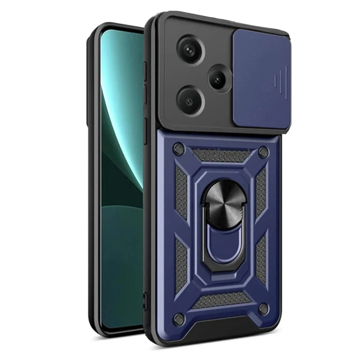 Xiaomi Redmi Note 13 Pro Plus Kılıf Pars Lens Yüzüklü Silikon - Lacivert