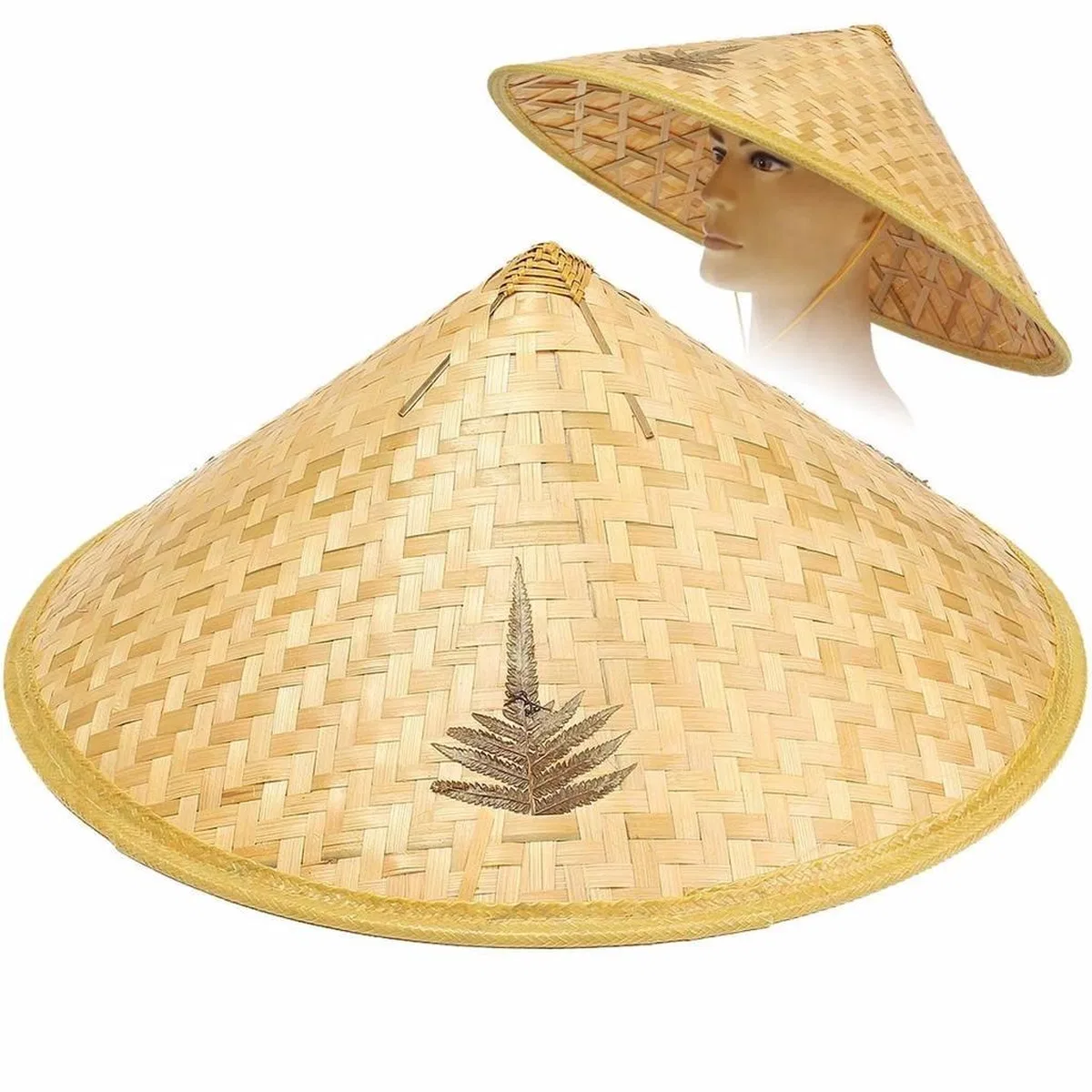 Naturel Renk Cambodia Kamboçyalı Vietnam Şapkası Pvc Hasır görsel 6