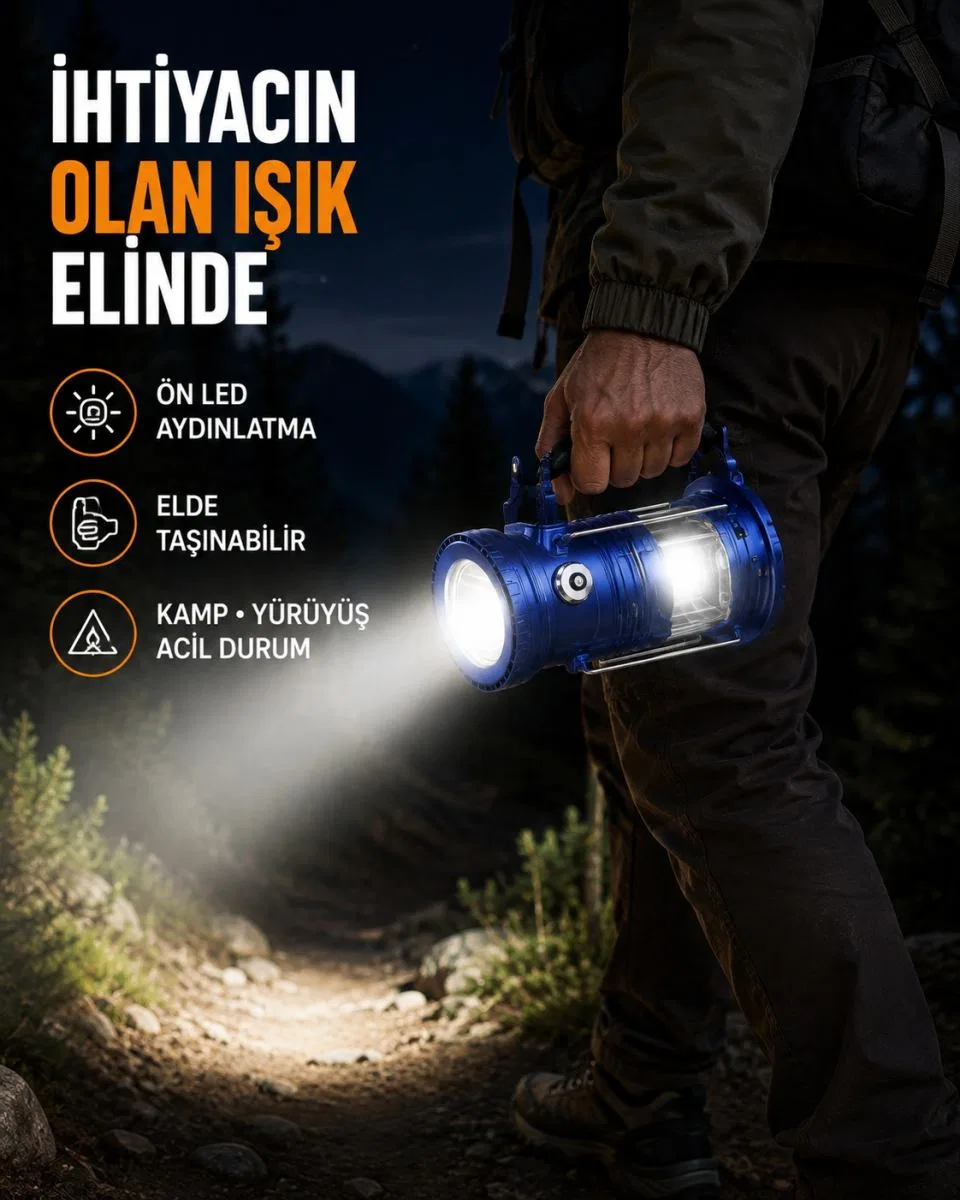 Usb Şarjlı Çok Fonksiyonlu Kamp Feneri – Taşınabilir Ve Dayanıklı
