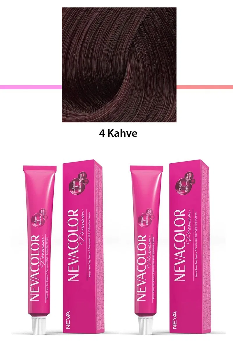 2 li Set Premium 4 Kahve - Kalıcı Krem Saç Boyası 2 X 50 g Tüp