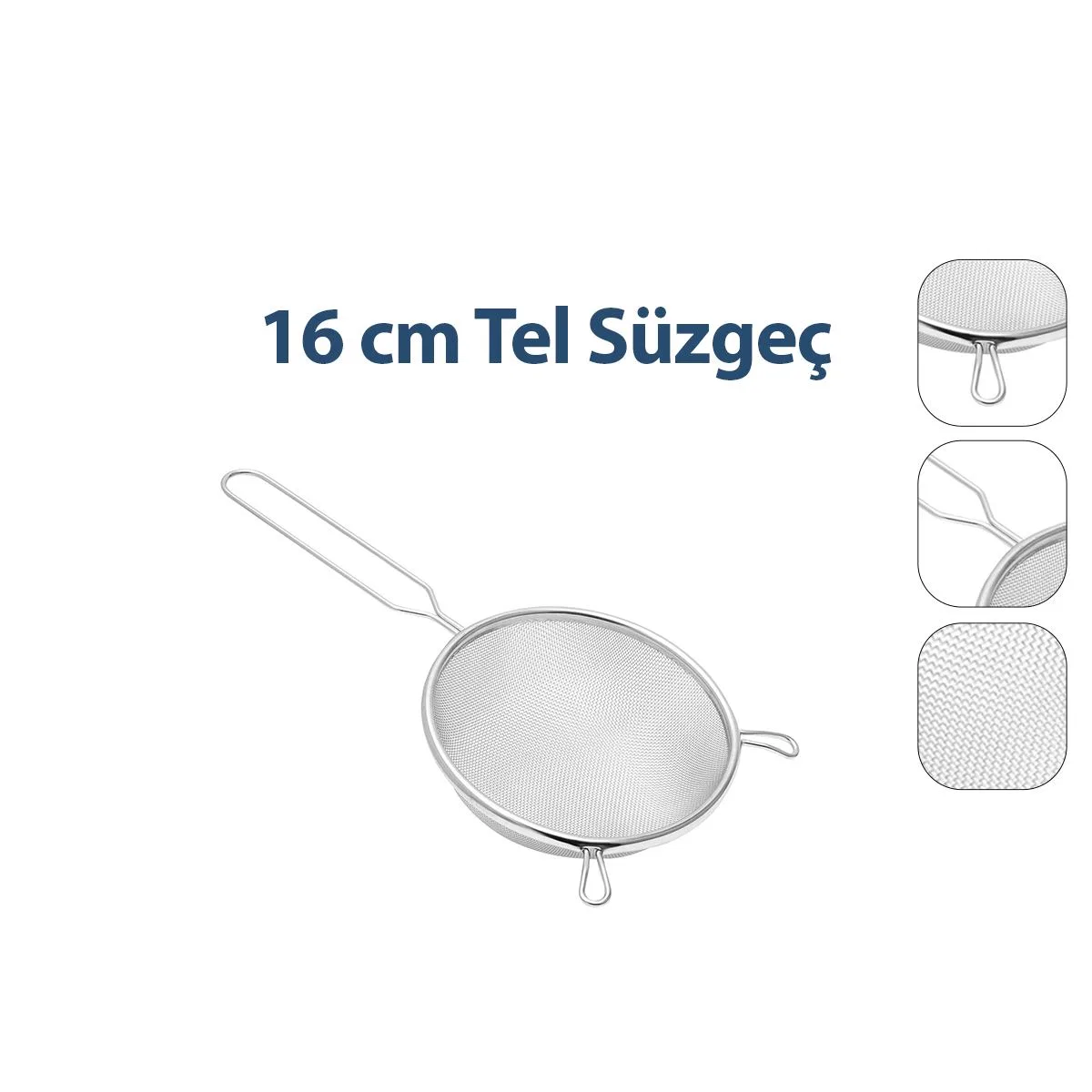 16 cm Metal Saplı Tel Süzgeç (Kulaklı) görsel 3