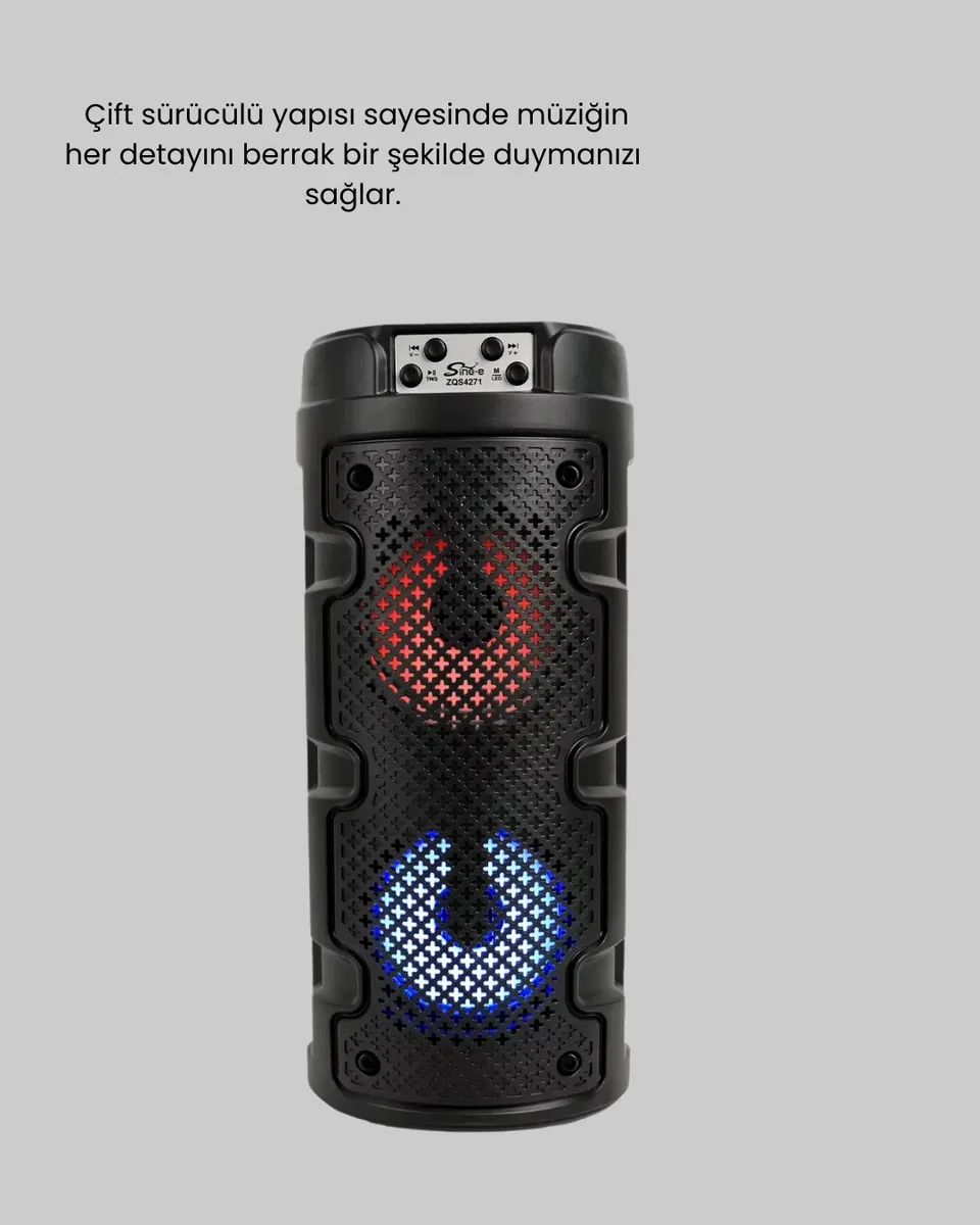 Taşınabilir Bluetooth Hoparlör Çift Sürücü Güçlü Bas HD Ses Çoklu Bağlantı görsel 3