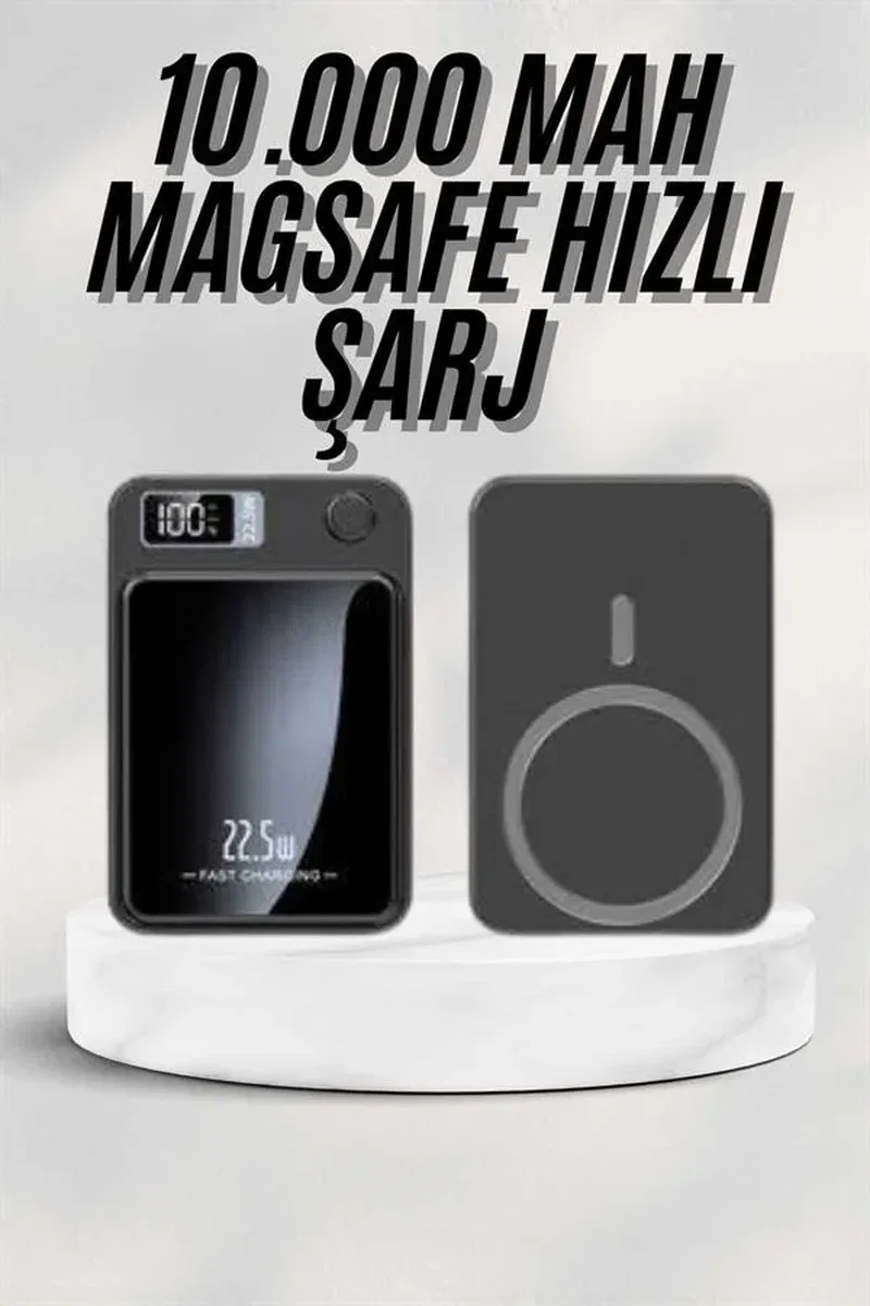 Taşınabilir Şarj Magsafe Powerbank 10. 000 mAh Hızlı Şarj Led Göstergeli Kablosuz görsel 2