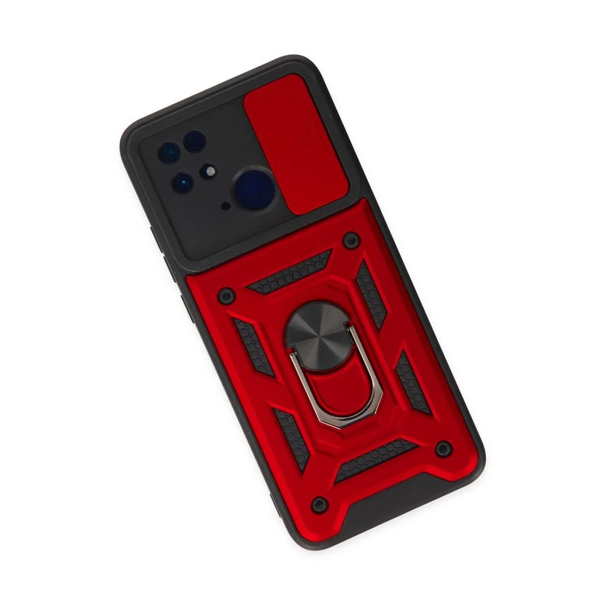 Xiaomi Redmi 10c Kılıf Pars Lens Yüzüklü Silikon - Kırmızı görsel 3