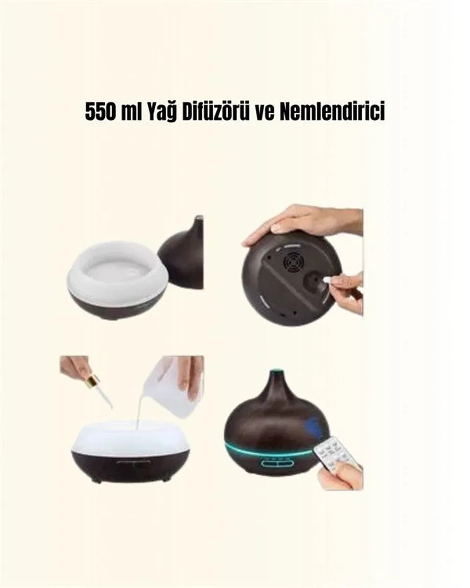 550 Ml Kapasiteli Ultrasonik Difüzör – Yağsız Nemlendirici Kullanımıyla Uyumlu Yeni Nesil görsel 3