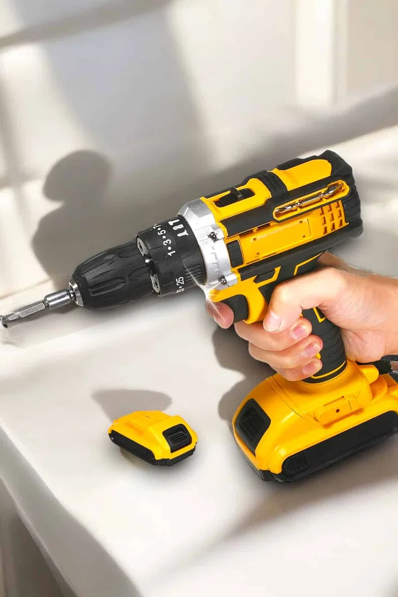 Metal Dişli 24W Akülü Matkap -Çift Bataryalı ve LED Çalışma Işığı ile Tam Set görsel 3