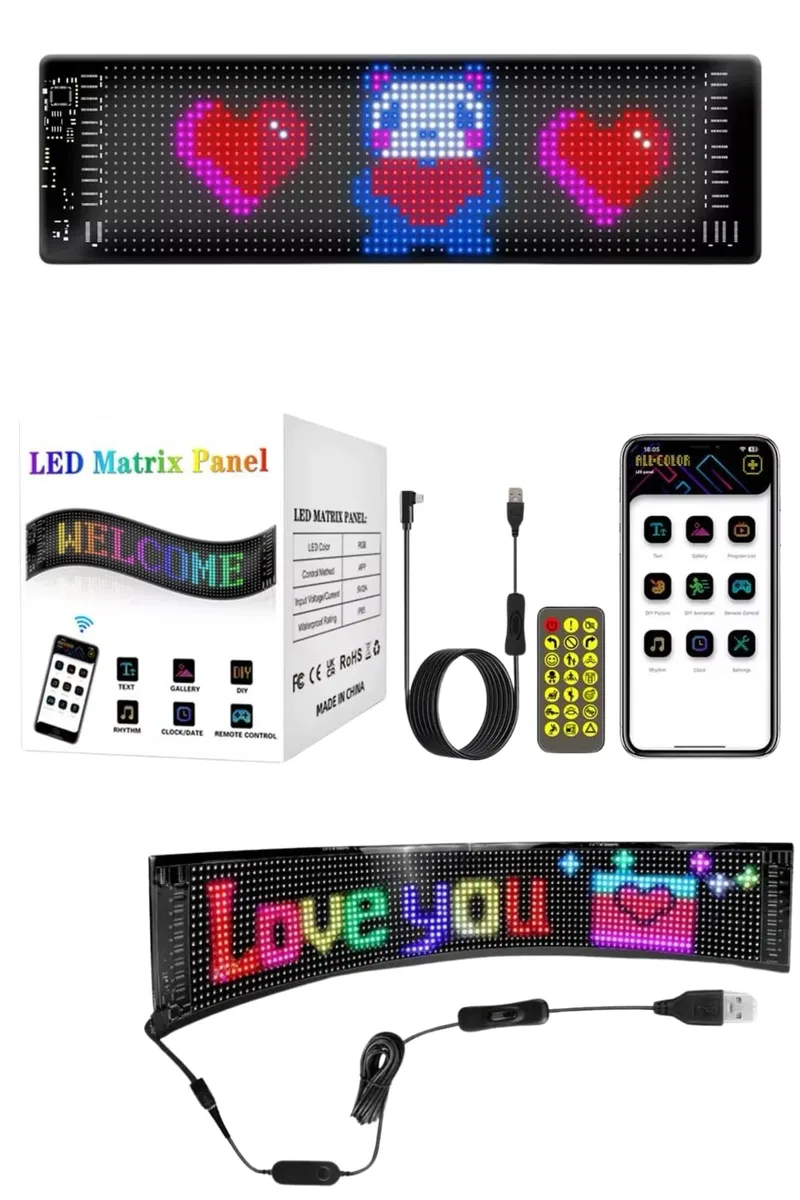 Kumandalı App Kontrollü LED Ekran 16X192 Led Matrix Araç Camı Yazısı görsel 5