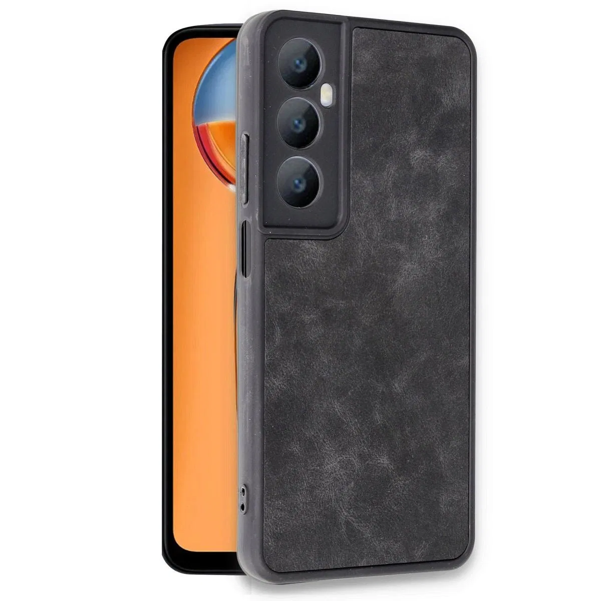 Realme C65 Kılıf Aras Deri Kapak - Siyah görsel 2