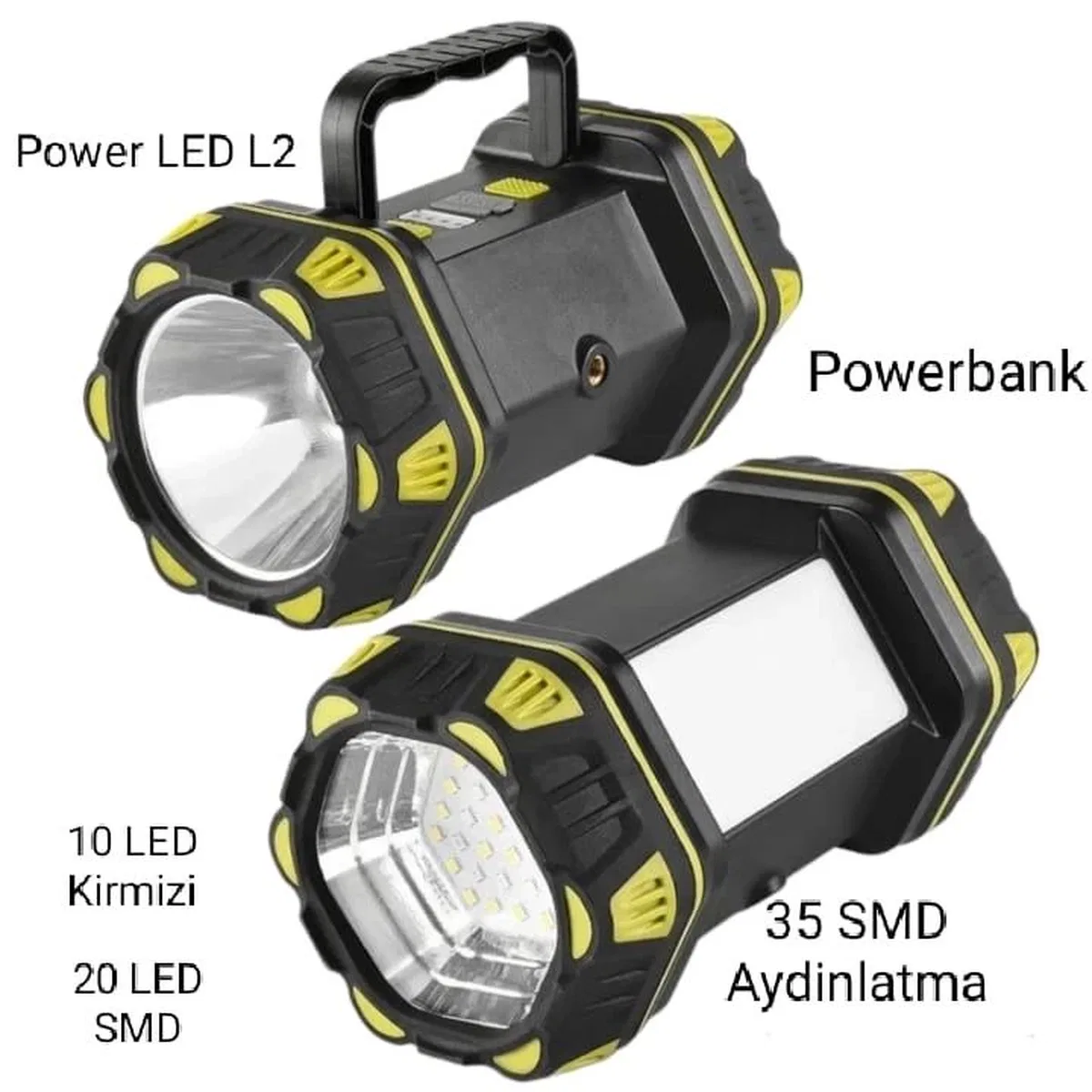F. b. ı F-262 Yeni Güçlü Çift Taraflı Taşınabilir Spot Ve Işıldak Usb Powerbank Şarjlı Fener
